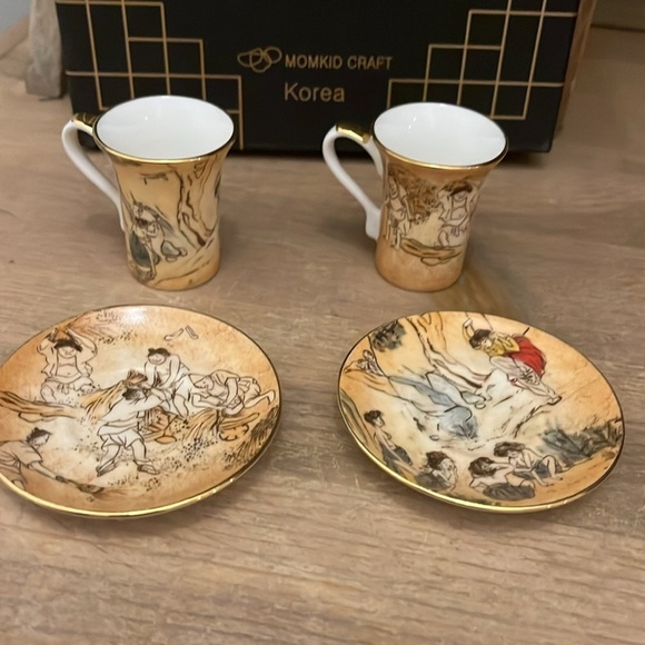 Momkid Korean Genre Painting Espresso Coffee Set Box Tourist Souvenir - Picture 5 of 9